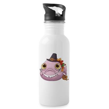 Lustiger Blobfisch - Herbst und Erntedank - Trinkflasche mit integriertem Trinkhalm - Weiß - Rechts