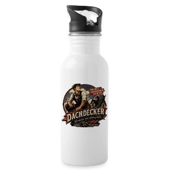 Dachdecker Vintage Werbeposter - Trinkflasche mit integriertem Trinkhalm - Weiß - Rechts