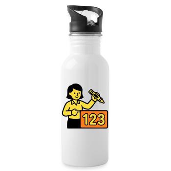 Lehrerin Mathe 123 Schule - Trinkflasche mit integriertem Trinkhalm - Weiß - Rechts