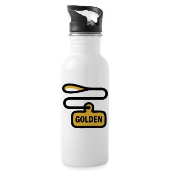 Dog Leash Golden Retriever Walk - Water bottle with straw - white - Right