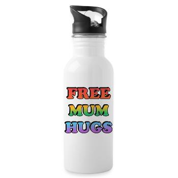Kostenlose Mama-Umarmungen Regenbogentext LGBT-PRIDE - Trinkflasche mit integriertem Trinkhalm - Weiß - Rechts