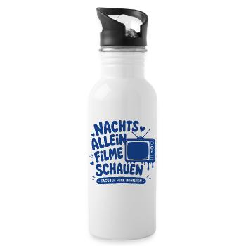 Nachts allein Filme schauen Horror - Trinkflasche mit integriertem Trinkhalm - Weiß - Rechts
