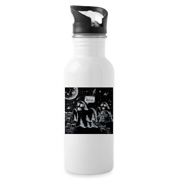 Boo im All: Geister im Weltraum - Trinkflasche mit integriertem Trinkhalm - Weiß - Rechts