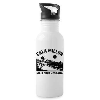 cala millor Mallorca - Trinkflasche mit integriertem Trinkhalm - Weiß - Rechts