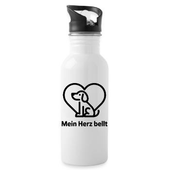 Herz Hundemotiv Liebe zum Tier - Trinkflasche mit integriertem Trinkhalm - Weiß - Rechts