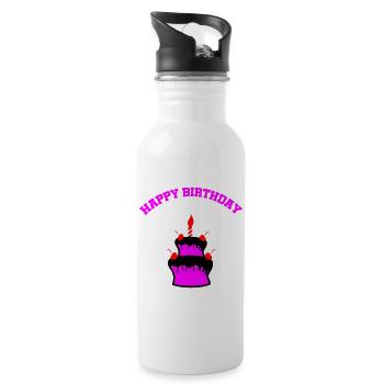 Neon Birthday Cake Sticker - Water bottle with straw - white - Right