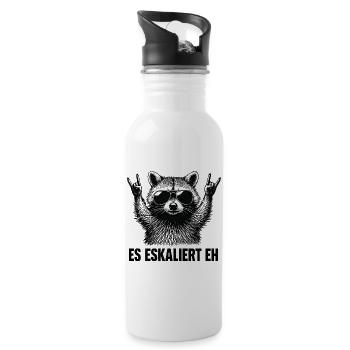 Es Eskaliert Eh Waschbär Party Spruch Humor - Trinkflasche mit integriertem Trinkhalm - Weiß - Rechts