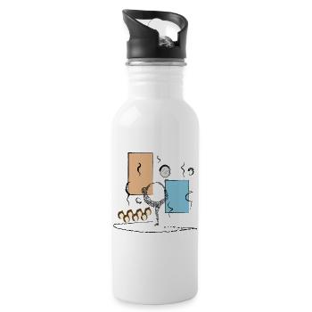 Yoga Dancer Abstract Color Duet with Coffee Circle - Water bottle with straw - white - Right