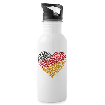 German Flag Heart Mosaic - Water bottle with straw - white - Right