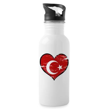 Turkey heart flag used - Water bottle with straw - white - Right