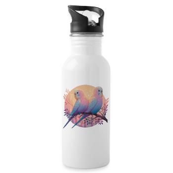 Wellensittiche - Trinkflasche mit integriertem Trinkhalm - Weiß - Rechts