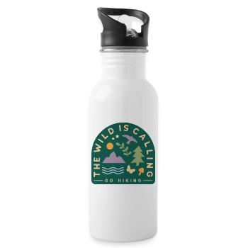 the-wild-is-calling-design - Water bottle with straw - white - Right