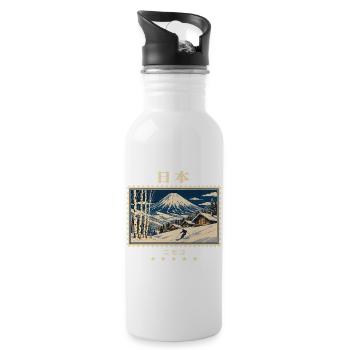 Japan Niseko Vintage Reisemarke - Trinkflasche mit integriertem Trinkhalm - Weiß - Rechts