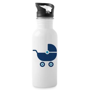 Icône unie de poussette pour bébé Symbole de voyage de poussette pour bébé - Gourde avec paille intégrée - blanc - Droite