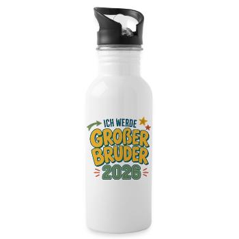 Großer Bruder 2026 - Trinkflasche mit integriertem Trinkhalm - Weiß - Rechts