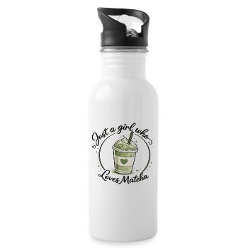 Matcha Girl Heart Love Design - Gourde avec paille intégrée - blanc - Droite