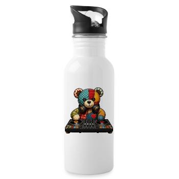 Patchbear DJ Patchwork - Gourde avec paille intégrée - blanc - Droite
