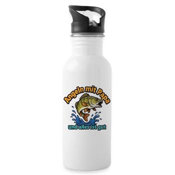 Angeln mit Papa – Alles ist Gut - Trinkflasche mit integriertem Trinkhalm - Weiß - Rechts