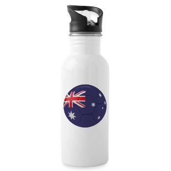 AUSTRALIENS FLAGGE AUF EINEM FUSSBALL - Trinkflasche mit integriertem Trinkhalm - Weiß - Rechts