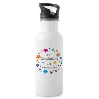 Einschulung 2026  - Trinkflasche mit integriertem Trinkhalm - Weiß - Rechts
