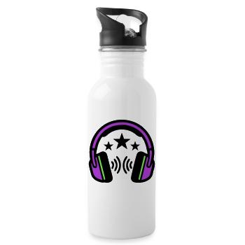 DJ Kopfhoerer Sound Logo - Trinkflasche mit integriertem Trinkhalm - Weiß - Rechts