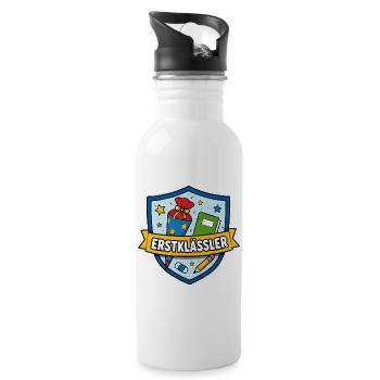 Erstklässler Schulstart Shield - Trinkflasche mit integriertem Trinkhalm - Weiß - Rechts