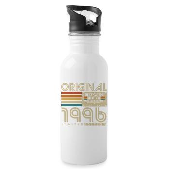 1996 Geburtstag Retro Jahrgang Vintage Geschenk - Trinkflasche mit integriertem Trinkhalm - Weiß - Rechts