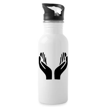 Open Hands Hand Gesture - Water bottle with straw - white - Right