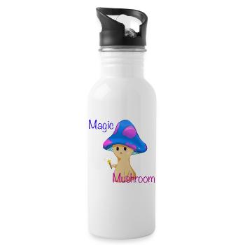 Magischer Pilz mit Zauberstab - Trinkflasche mit integriertem Trinkhalm - Weiß - Rechts