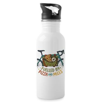 Angetrieben von Pizza und Miles Bikepacking - Trinkflasche mit integriertem Trinkhalm - Weiß - Rechts