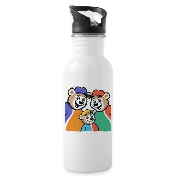 Bärenfamilie Farbglanz - Trinkflasche mit integriertem Trinkhalm - Weiß - Rechts