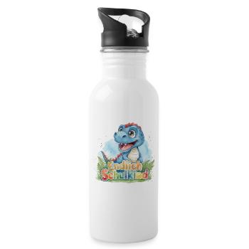 Süßer Baby Dino Endlich Schulkind 2026 T-Rex - Trinkflasche mit integriertem Trinkhalm - Weiß - Rechts