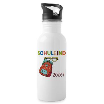 Schulkind 2026 - Trinkflasche mit integriertem Trinkhalm - Weiß - Rechts