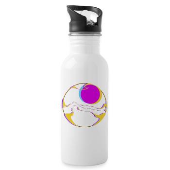 Neonberge mit Sonne - Trinkflasche mit integriertem Trinkhalm - Weiß - Rechts