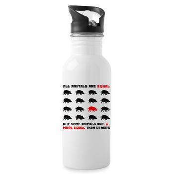 Alle Tiere sind gleich 2 - Trinkflasche mit integriertem Trinkhalm - Weiß - Rechts