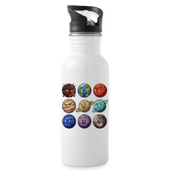 Planet Buddy Cartoon Series - Water bottle with straw - white - Right