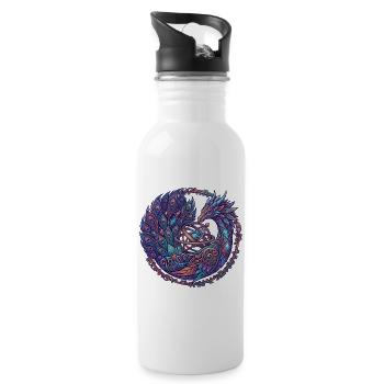 Cosmic Phoenix in the Circle of the Stars - Water bottle with straw - white - Right