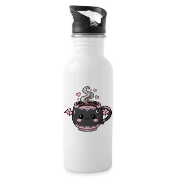 Tasse effrayante Kawaii avec des ailes - Gourde avec paille intégrée - blanc - Droite