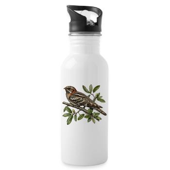 Nightjar | Caprimulgus ruficollis - Trinkflasche mit integriertem Trinkhalm - Weiß - Rechts