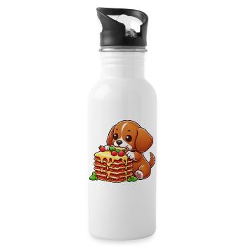 Beagle Liebt Lasagne Italienisch Hund Liebe Lasagn - Trinkflasche mit integriertem Trinkhalm - Weiß - Rechts