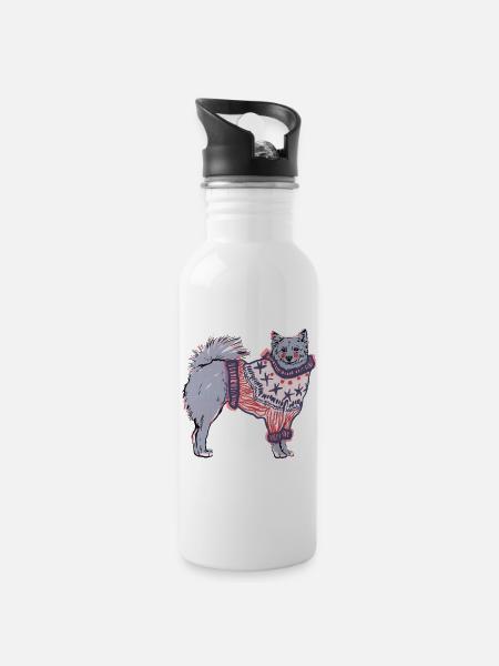 FINNISCHER SPITZ IM JUMPER - Trinkflasche mit integriertem Trinkhalm - Weiß
