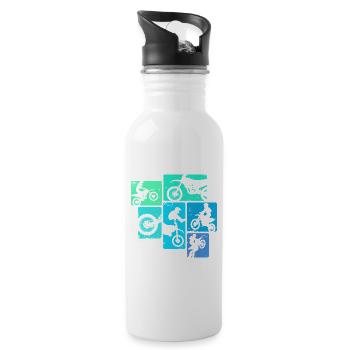 Dirt Bike Motocross Enduro Motorrad Kinder - Trinkflasche mit integriertem Trinkhalm - Weiß - Rechts