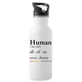 Mensch – LGBTQ+ Stolz - Trinkflasche mit integriertem Trinkhalm - Weiß - Rechts