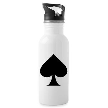 Pik Symbol - Trinkflasche mit integriertem Trinkhalm - Weiß - Rechts