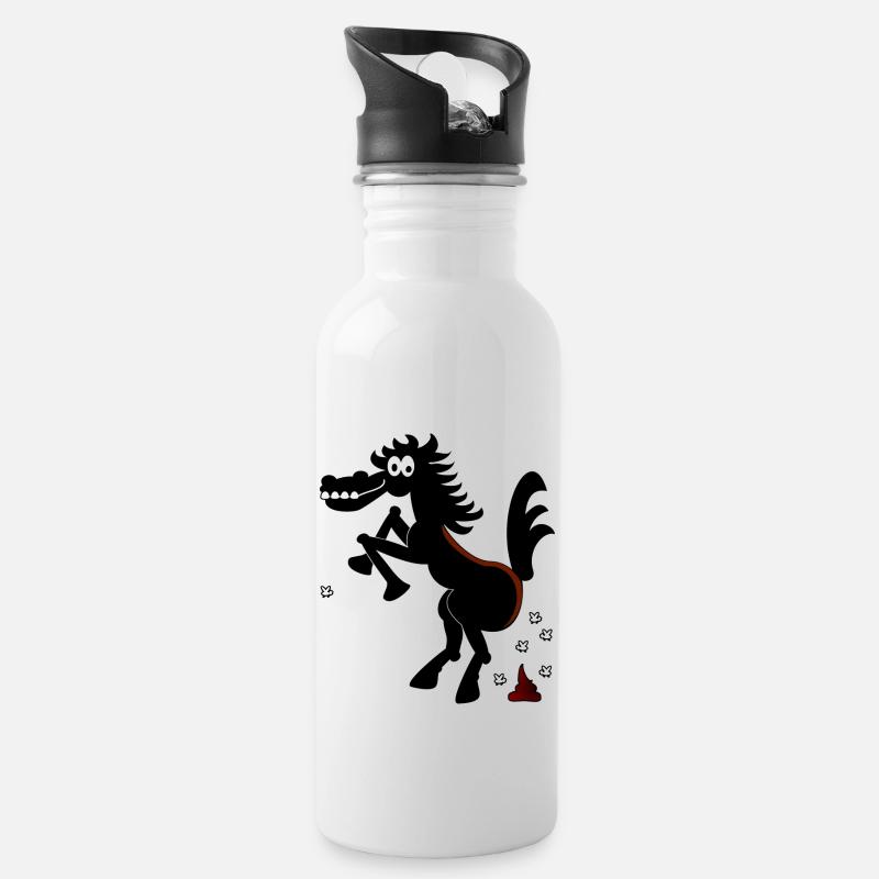 Cheval sauvage 'n mouches (ddp) - Gourde avec paille intégrée - blanc