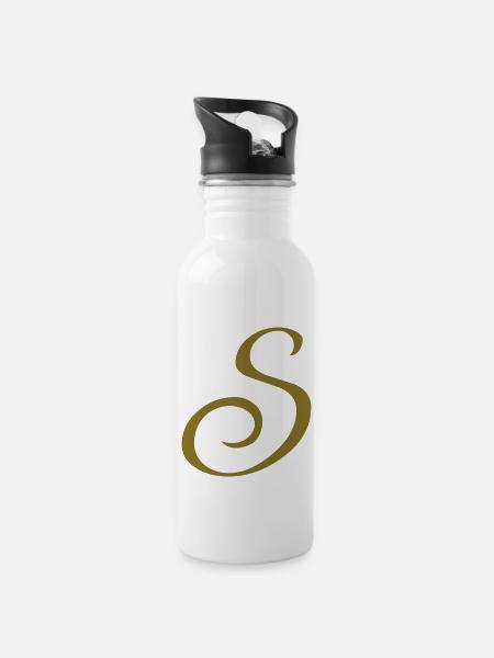 Buchstabe S - Trinkflasche mit integriertem Trinkhalm - Weiß