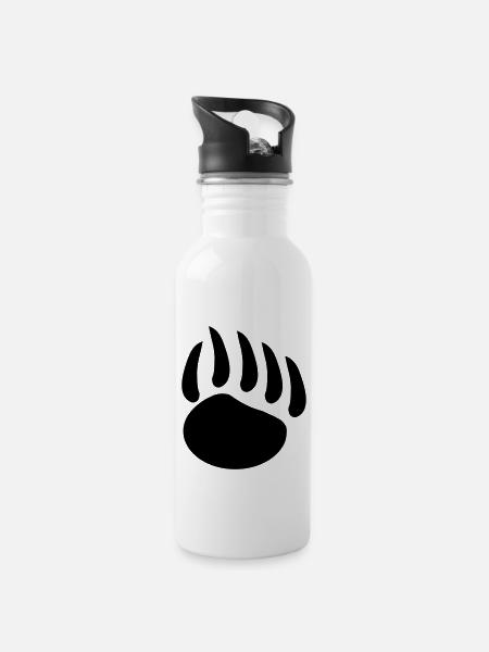 baerentatze - Trinkflasche mit integriertem Trinkhalm - Weiß