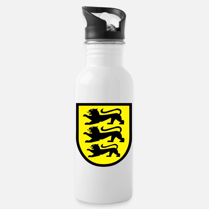 Baden-Württemberg - Trinkflasche mit integriertem Trinkhalm - Weiß