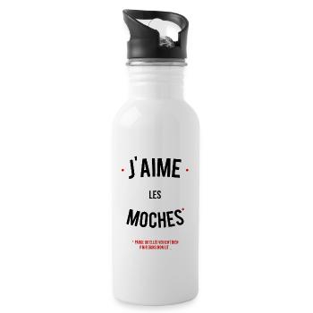 J'aime les moches - Gourde avec paille intégrée - blanc - Droite