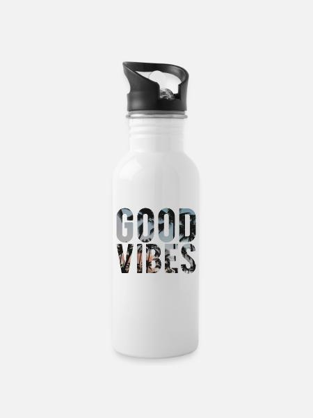 Good vibes - Gourde avec paille intégrée - blanc